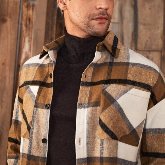 Plaid Pocket Patched Overcoat Shacket - Picture 4 of 9